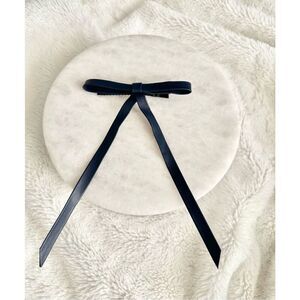 Navy color mini leather hair bow clip